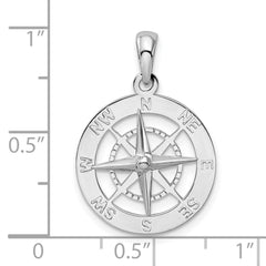 De-Ani Sterling Silver Rhodium-Plated Polished Nautical Compass Pendant - 2