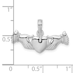 De-Ani Sterling Silver Polished Heart Hands Pendant