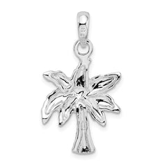 De-Ani Sterling Silver Rhodium-Plated Polished Palm Tree Pendant - 4