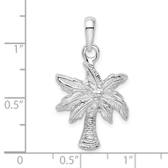 De-Ani Sterling Silver Rhodium-Plated Polished Palm Tree Pendant - 4