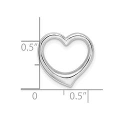 De-Ani Sterling Silver Rhodium-plated Polished 3D Solid Floating Heart Pendant