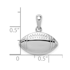 De-Ani Sterling Silver Rhodium-Plated Polished Football Pendant