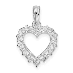 De-Ani Sterling Silver Rhodium-plated Polished Lacey Edge Open Heart Pendant