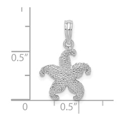 De-Ani Sterling Silver Rhodium-Plated Polished Puffed Starfish Pendant