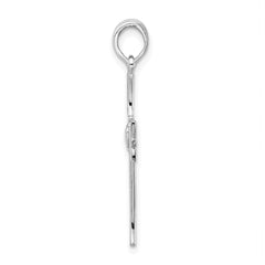 De-Ani Sterling Silver Rhodium-Plated Polished Cut-Out Claddagh Cross Pendant