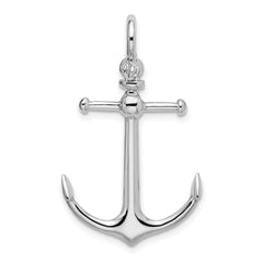 De-Ani Sterling Silver Rhodium-Plated Polished 3D Anchor Pendant - 3