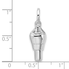 De-Ani Sterling Silver Rhodium-Plated Polished 3D Swivel with Shackle Bail Pendant