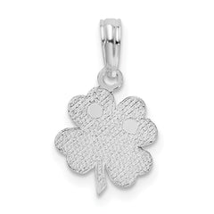 De-Ani Sterling Silver Rhodium-Plated Polished and Textured Shamrock Pendant