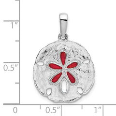 De-Ani Sterling Silver Rhodium-Plated Polished Enameled Sand Dollar Pendant - 2