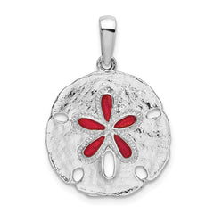 De-Ani Sterling Silver Rhodium-Plated Polished Enameled Sand Dollar Pendant - 2