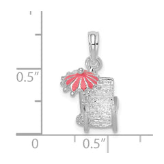 De-Ani Sterling Silver Rhodium-Plated 3D Enameled Beach Chair Pendant