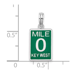 De-Ani Sterling Silver Rhodium-Plated Enameled Small Key West Mile 0 Pendant