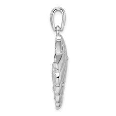 De-Ani Sterling Silver Rhodium-Plated Enameled Blue Shell with Turtle Pendant