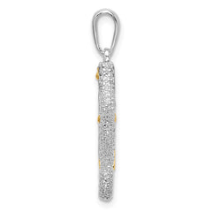 De-Ani Sterling Silver Rhodium-Plated 3D Seahorse with 14k Accent Pendant
