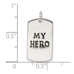 Sterling Silver Polished My Hero Dog Tag Pendant