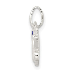 Sterling Silver Polished Enameled Butterfly Pendant