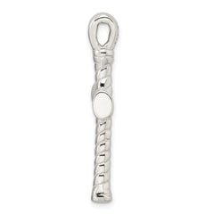 Sterling Silver Polished Twisted Hollow Large Latin Cross Pendant