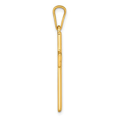 Sterling Silver Gold-tone Polished and Grooved Cross Pendant - 3