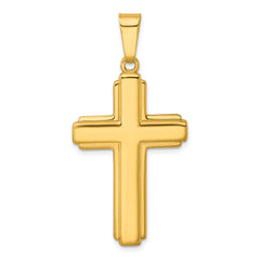 Sterling Silver Gold-tone Polished and Grooved Cross Pendant