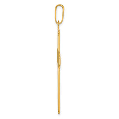 Sterling Silver Gold-tone Polished and Grooved Cross Pendant - 2
