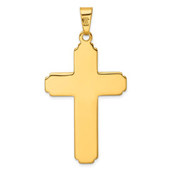 Sterling Silver Gold-tone Polished and Grooved Cross Pendant - 2