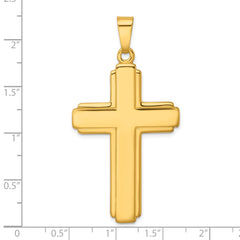 Sterling Silver Gold-tone Polished and Grooved Cross Pendant - 2