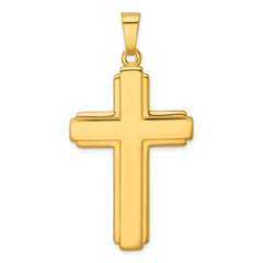 Sterling Silver Gold-tone Polished and Grooved Cross Pendant - 2