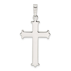 Sterling Silver Polished Fleur de Lis Cross w/Cross Center Pendant