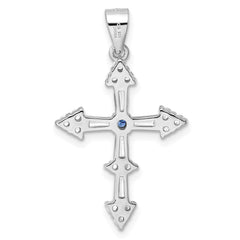 Sterling Silver Rhodium-plated CZ Cross Pendant - 22