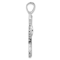 Sterling Silver Rhodium-plated Polished CZ Cross Pendant - 4