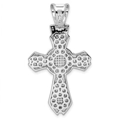 Sterling Silver Rhodium-plated Polished CZ Cross Pendant - 4