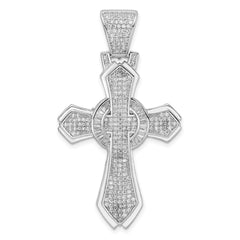 Sterling Silver Rhodium-plated Polished CZ Cross Pendant - 4