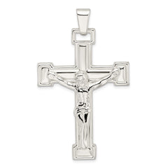 Sterling Silver Polished Crucifix Pendant - 15
