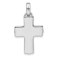 Sterling Silver Rhodium-plated Polished and Laser Crucifix Pendant - 2