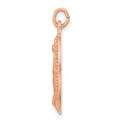 Sterling Silver Rose Gold-plated Oval Miraculous Medal Pendant