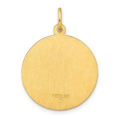 Sterling Silver Gold-tone Polished Solid Saint Christopher Medal Pendant - 2