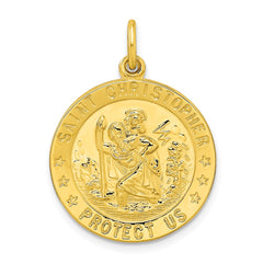 Sterling Silver Gold-tone Polished Solid Saint Christopher Medal Pendant - 2