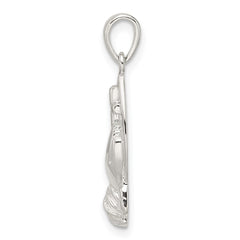 Sterling Silver Polished Cross w/Praying Hands Pendant