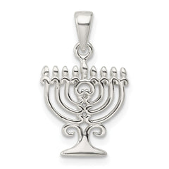 Sterling Silver Polished Menorah Pendant