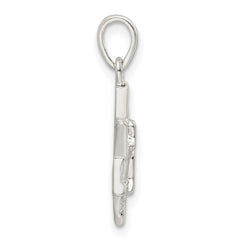 Sterling Silver Polished and D/C Star of David w/Chai Pendant