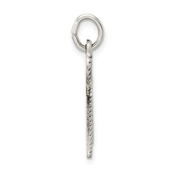 Sterling Silver Solid Antiqued and Textured Chai Symbol Pendant