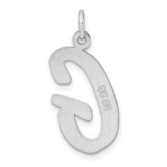 Large Sterling Silver Rhodium-plated Script Letter G Initial Charm