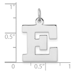 Large Sterling Silver Rhodium-plated Block Letter E Initial Charm
