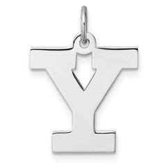 Large Sterling Silver Rhodium-plated Block Letter Y Initial Charm