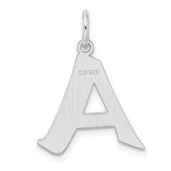 Small Sterling Silver Rhodium-plated Artisan Block Letter A Initial Charm