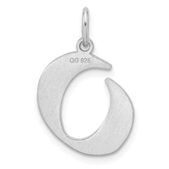 Small Sterling Silver Rhodium-plated Artisan Block Letter O Initial Charm