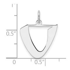 Small Sterling Silver Rhodium-plated Artisan Block Letter U Initial Charm