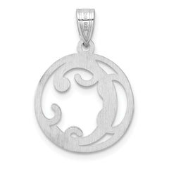 Small Sterling Silver Rhodium-plated Fancy Script Letter C Initial Pendant