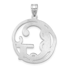 Large Sterling Silver Rhodium-plated Fancy Script Letter G Initial Pendant