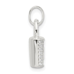 Sterling Silver E-coated CZ Lock Pendant